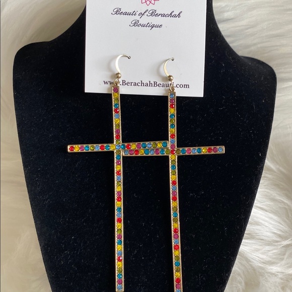 Long Cross Earrings - Picture 3 of 3